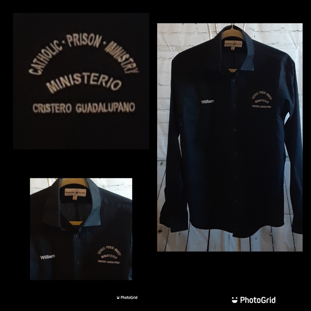 🏁Large workshirt black Catholic Prison retro